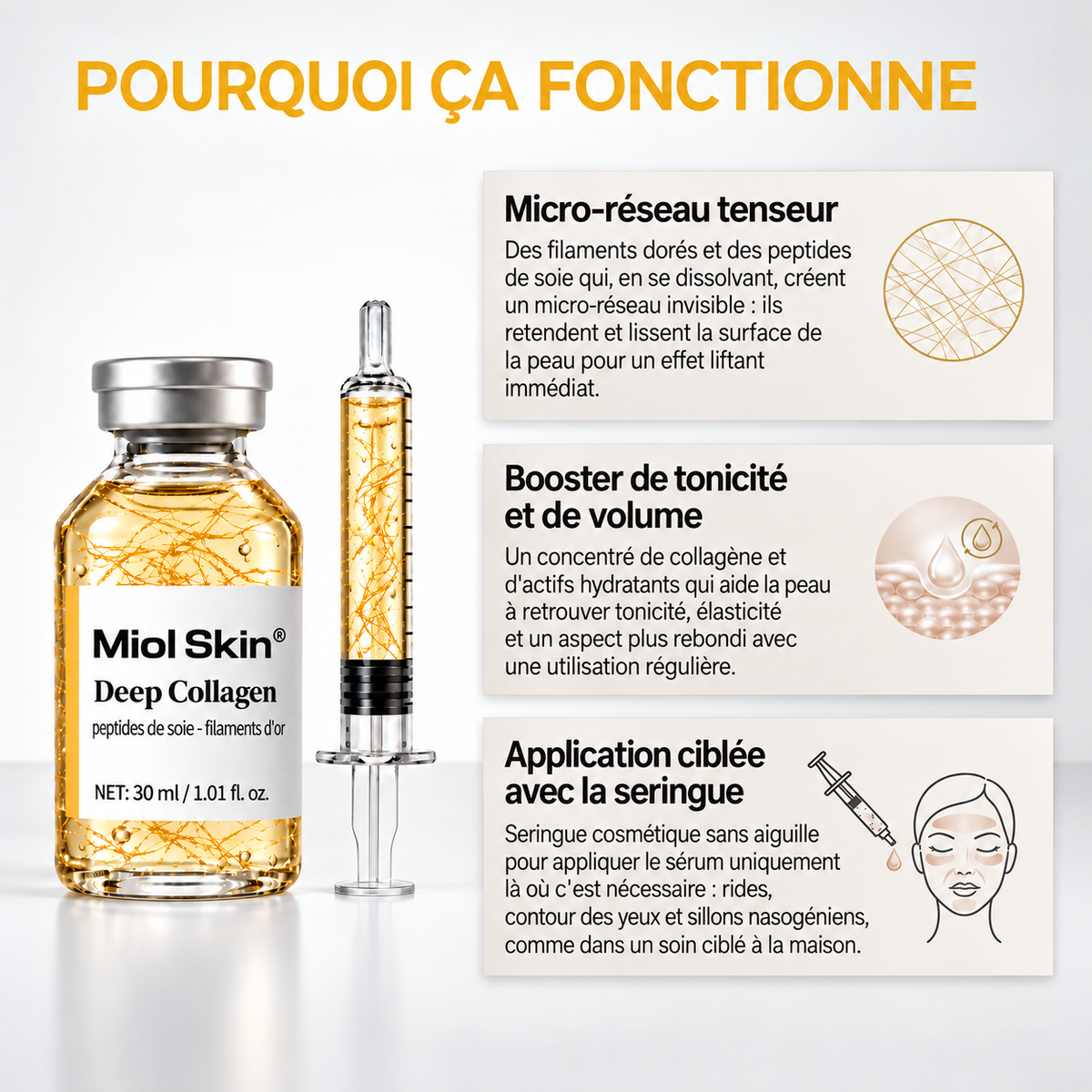Miol Skin® - Box Complète : Sérum Peptides de Soie + Fond de Teint Auto-Adaptatif SPF 15